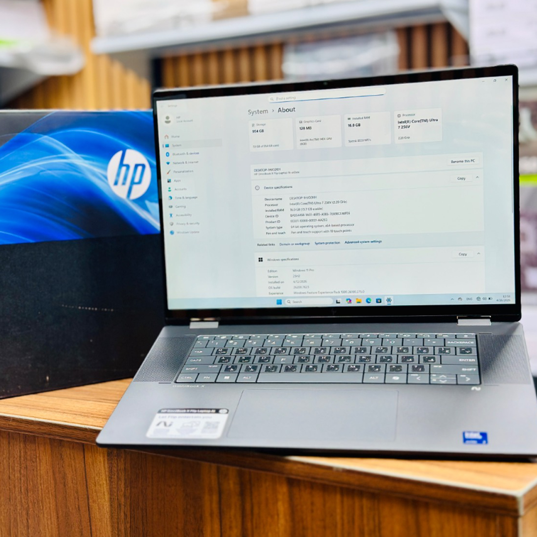 1 لپ تاپ HP مدل Omni Book 16-AS0023DX ظرفیت ۱ ترابایت با ۱۶ گیگابایت رم و پردازنده Core Ultra 7 استوک