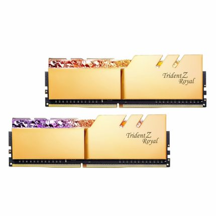 رم کامپیوتر جی اسکیل مدل trident z royal gold دو کاناله DDR4 فرکانس 3600mhz تاخیر CL18 ظرفیت 16 گیگابایت استوک