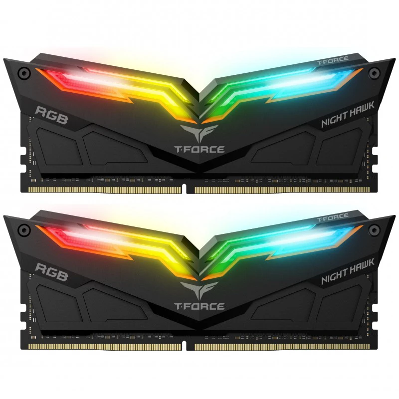 1 رم دسکتاپ DDR4 دو کاناله 3200 مگاهرتز CL16 تیم گروپ مدل T-Force Night Hawk RGB ظرفیت 32 گیگابایت
