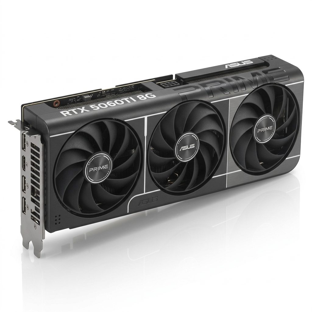 کارت گرافیک ایسوس مدل Asus PRIME RTX 5060 Ti 8GB، سهربع جلو کارت گرافیک ایسوس مدل Asus PRIME RTX 5060 Ti 8GB، سهربع جلو