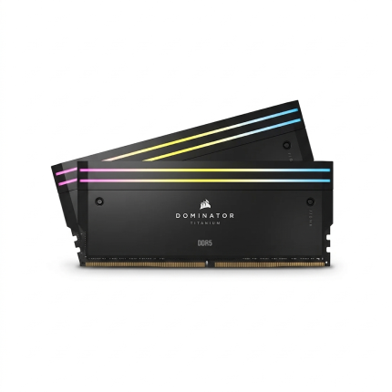 کیت دو ماژول مشکی رم Corsair DOMINATOR TITANIUM RGB 64GB DDR5 6600MT/s CL32
