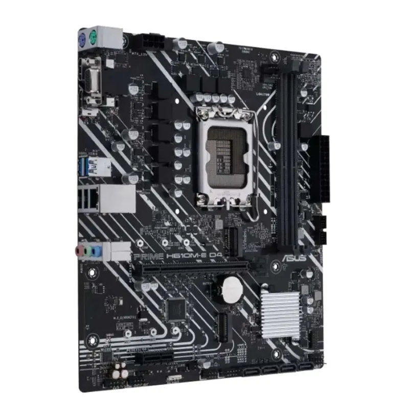 نمای زاویهدار مادربرد ایسوس ASUS PRIME H610M-E D4 نمای زاویهدار مادربرد ایسوس ASUS PRIME H610M-E D4